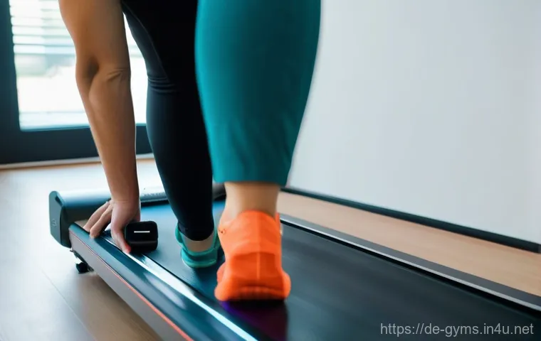 전동 러닝머신 관리법 - **Prompt 1: Treadmill Belt Cleaning and Lubrication** A bright, clean, realistic photographic im...