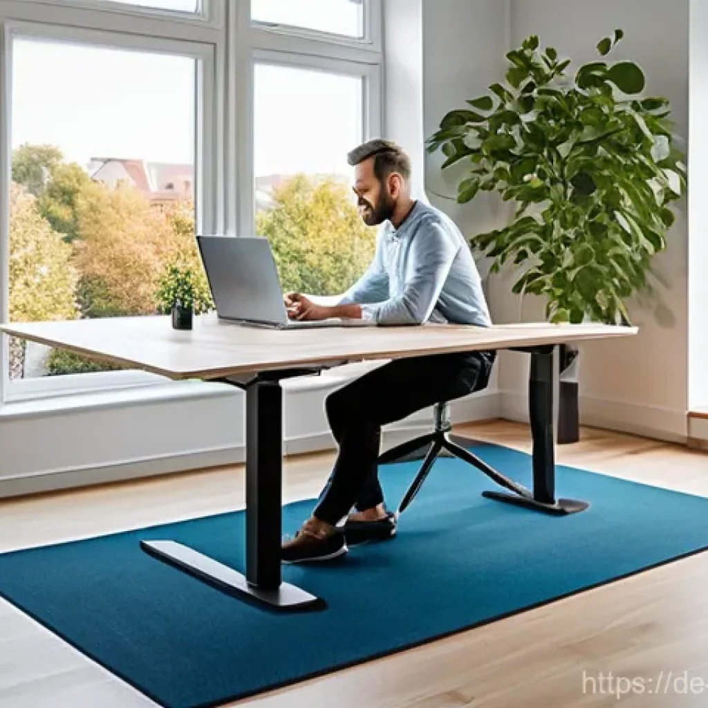 하이브리드 트레드밀과 러닝머신 차이 - **Home Office Productivity with Walking Pad** A modern, well-lit home office space in a German a...