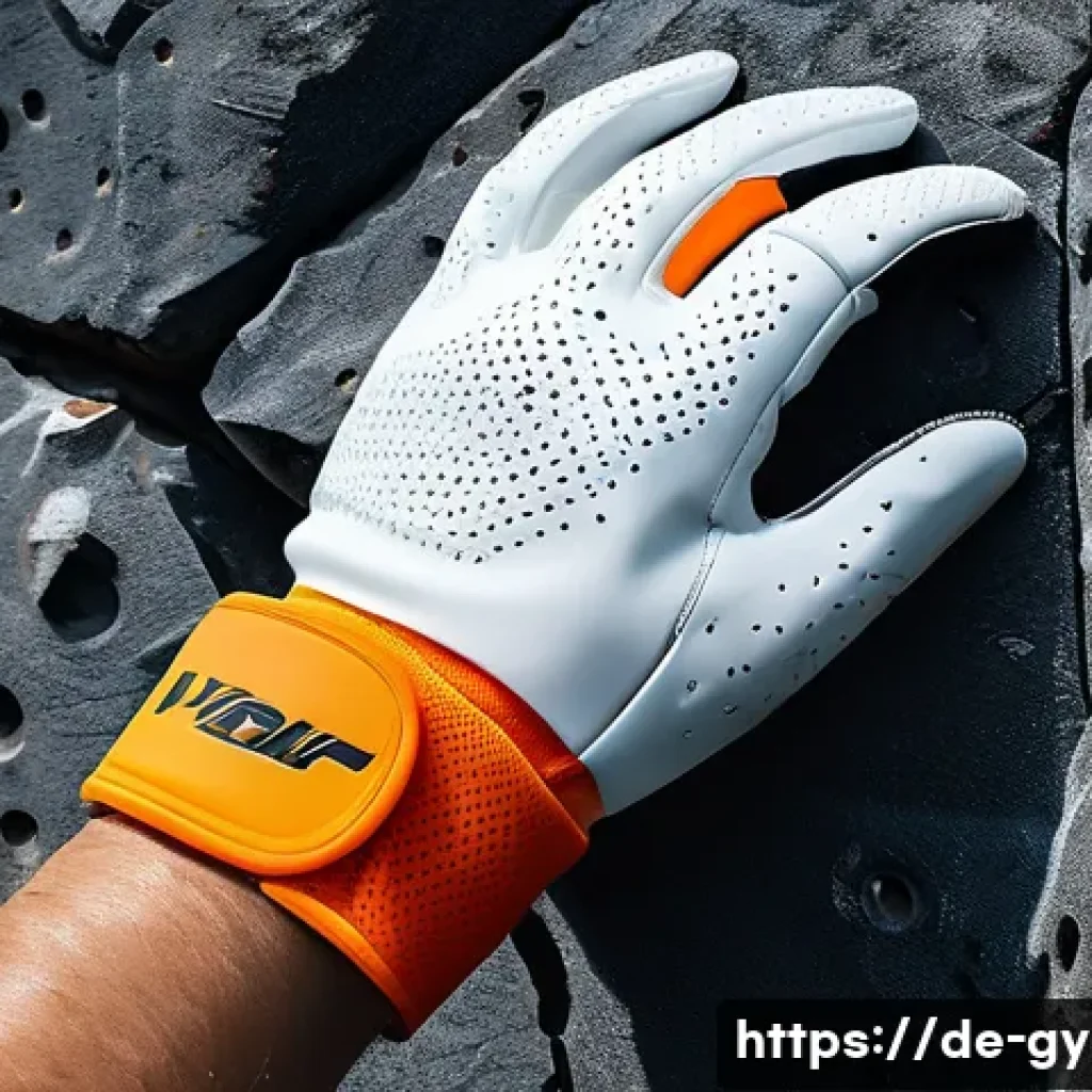 글러브 없는 그립 보조 도구 - A detailed close-up of a hand wearing a high-quality silicone grip enhancer glove designed for sport...